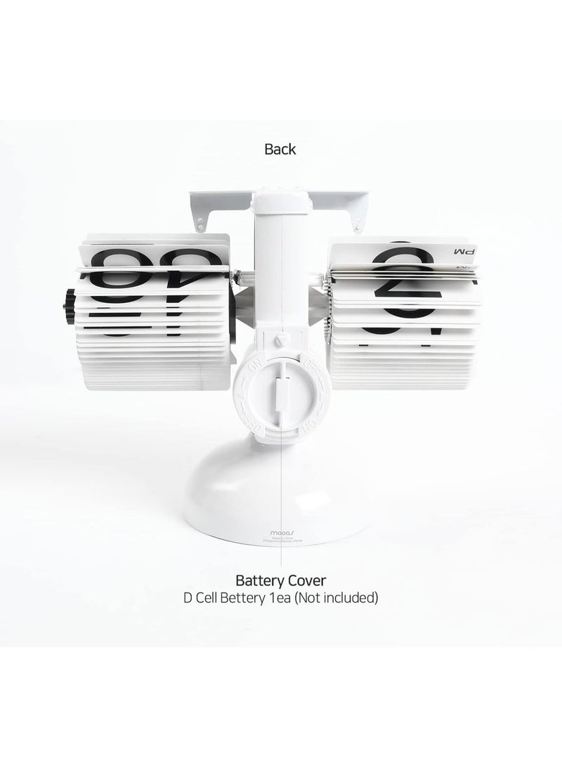 فليب ساعة المكتب (الأبيض) ، تصميم ريترو فينتج السيارات فليب ساعة المكتب ساعة الجدول ساعة عدد كبير من البطارية تعمل المعدات الداخلية ديكور المنزل مثالية للمكتب المنزلي مدرسة فندق مقهى - Image 5